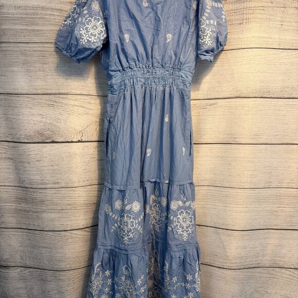 Ananya by Rose Embroidered Maxi Dress With Puff Sleeves Size S - Picture 3 of 3